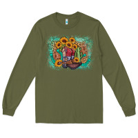 Army Green cowboy boots sunflower Long Sleeve Tee - AdoDesignShop
