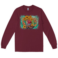 Burgundy cowboy boots sunflower Long Sleeve Tee - AdoDesignShop