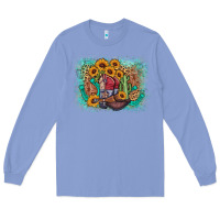 Colony Blue cowboy boots sunflower Long Sleeve Tee - AdoDesignShop