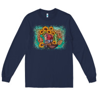 Navy cowboy boots sunflower Long Sleeve Tee - AdoDesignShop