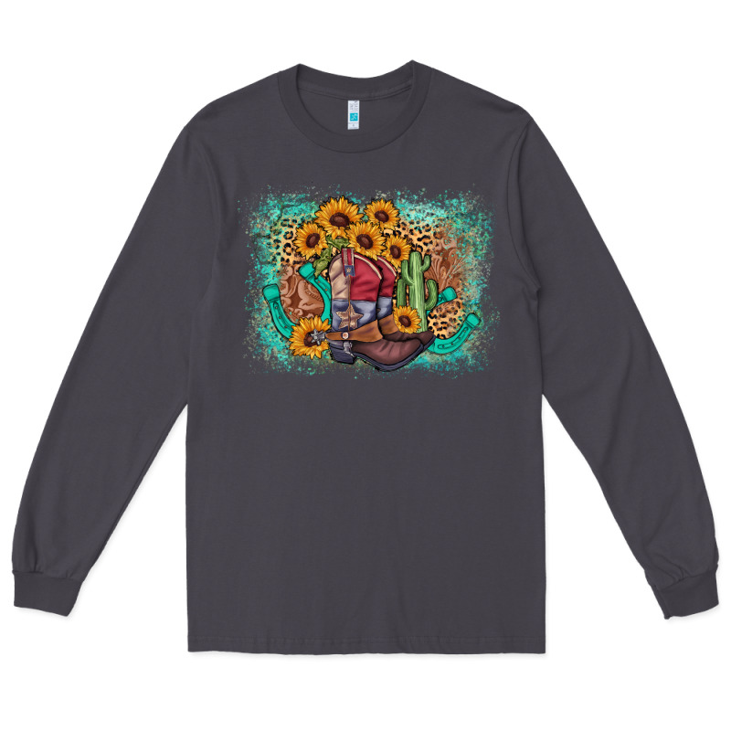 Cowboy Boots Sunflower Long Sleeve Tee by AdoDesignShop | Teevron