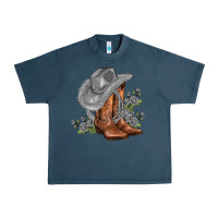 Midnight Navy gray cowgirl and roses Urban Heavy Tee - AdoDesignShop