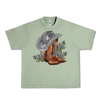 Oil Green gray cowgirl and roses Urban Heavy Tee - AdoDesignShop