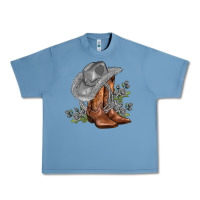 Pebble Blue gray cowgirl and roses Urban Heavy Tee - AdoDesignShop