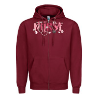 Burgundy nurse breast cancer awareness Zipper Hoodie - MaliasSmallBusiness