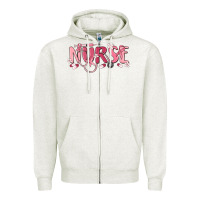 Oatmeal Heather nurse breast cancer awareness Zipper Hoodie - MaliasSmallBusiness