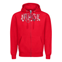 Red nurse breast cancer awareness Zipper Hoodie - MaliasSmallBusiness