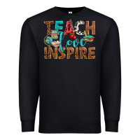 Black Teach Love Inspire With Leopard Premium Sweatshirt - BundleAndBundleShop