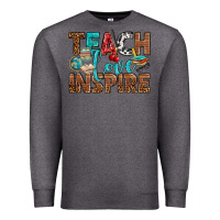 Charcoal Heather Teach Love Inspire With Leopard Premium Sweatshirt - BundleAndBundleShop