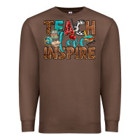 Chestnut Teach Love Inspire With Leopard Premium Sweatshirt - BundleAndBundleShop