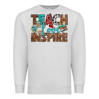 Dove Grey Teach Love Inspire With Leopard Premium Sweatshirt - BundleAndBundleShop