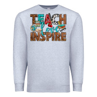 Heather Grey Teach Love Inspire With Leopard Premium Sweatshirt - BundleAndBundleShop