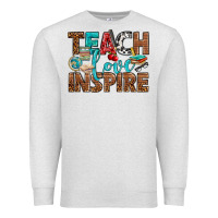 Oatmeal Heather Teach Love Inspire With Leopard Premium Sweatshirt - BundleAndBundleShop