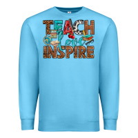 Ocean Blue Teach Love Inspire With Leopard Premium Sweatshirt - BundleAndBundleShop