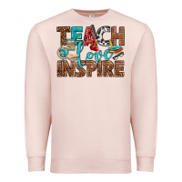 Pale Pink Teach Love Inspire With Leopard Premium Sweatshirt - BundleAndBundleShop