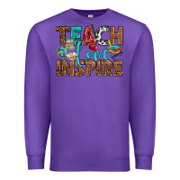 Purple Teach Love Inspire With Leopard Premium Sweatshirt - BundleAndBundleShop