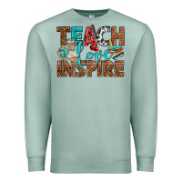 Seafoam Teach Love Inspire With Leopard Premium Sweatshirt - BundleAndBundleShop