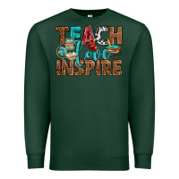 Sports Green Teach Love Inspire With Leopard Premium Sweatshirt - BundleAndBundleShop