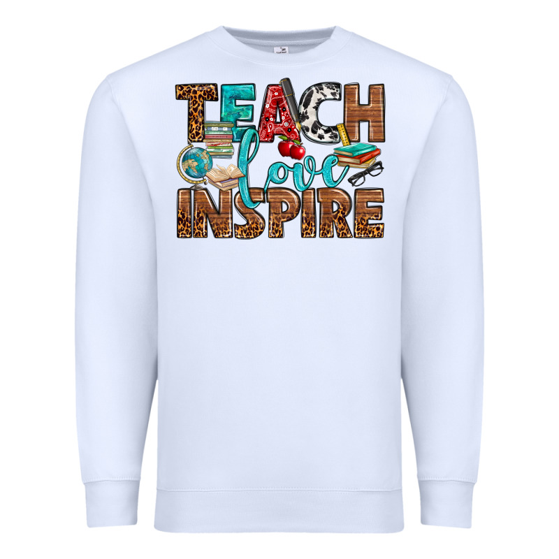 Teach Love Inspire With Leopard Premium Sweatshirt by BundleAndBundleShop | Teevron