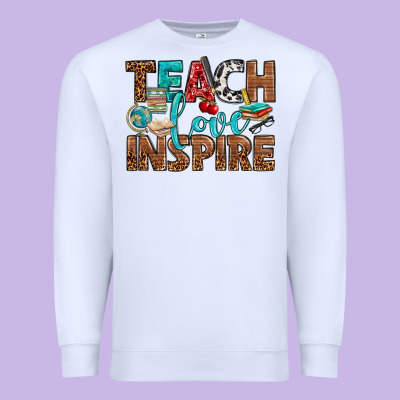 Teach Love Inspire With Leopard Premium Sweatshirt Designed By Bundleandbundleshop