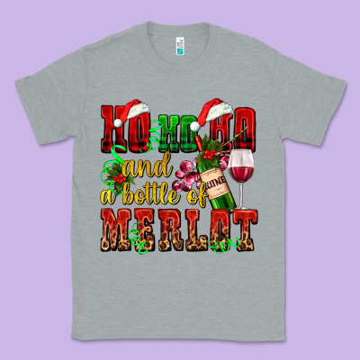 Ho Ho Ho And A Bottle Of Merlot Classic Tee Designed By Adodesignshop