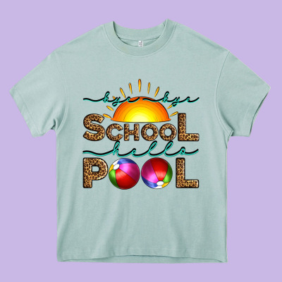 Bye Bye School Hello Pool Heavy Core Tee Designed By Artiststas