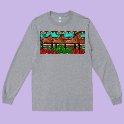 Horses Roses Ann Cactuses License Plate Long Sleeve Tee Designed By Artiststas