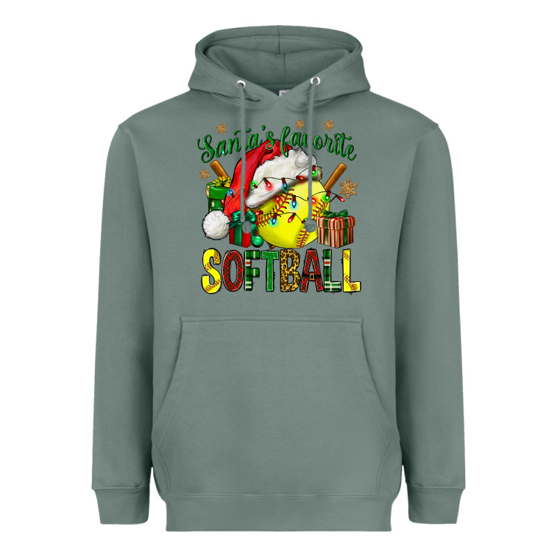 Santa's Favorite Softball Bbs Heavyweight Hoodie by BundleAndBundleShop | Teevron