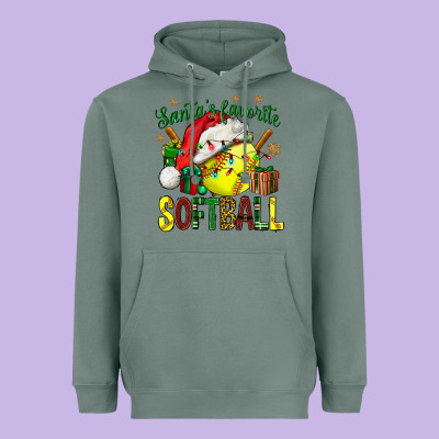 Santa's Favorite Softball Bbs Heavyweight Hoodie Designed By Bundleandbundleshop