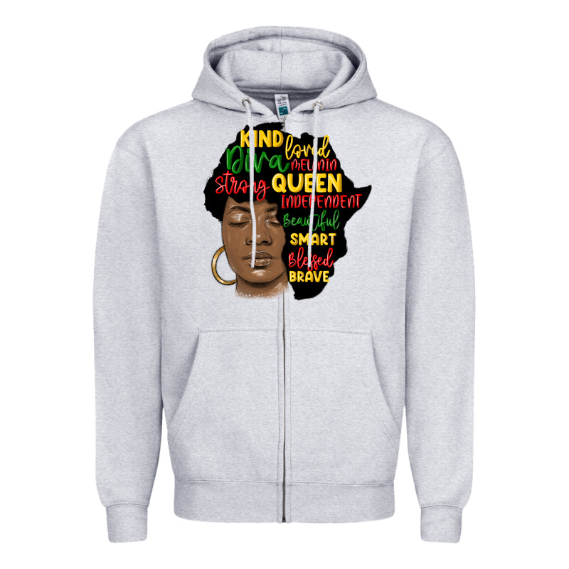 Black Woman Africa Silhouette Zipper Hoodie by MaliasSmallBusiness | Teevron