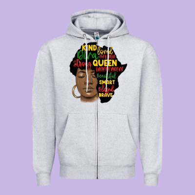 Black Woman Africa Silhouette Zipper Hoodie Designed By Maliassmallbusiness