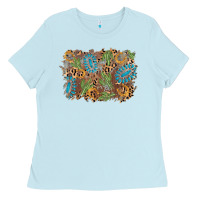 Baby Blue horseshoe leopard gemstone cactus background Ladies Tee - AdoDesignShop