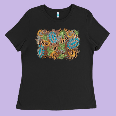 Horseshoe Leopard Gemstone Cactus Background Ladies Tee Designed By Adodesignshop