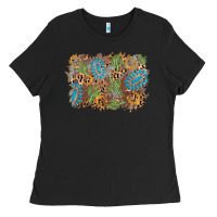 Black horseshoe leopard gemstone cactus background Ladies Tee - AdoDesignShop