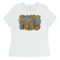 White horseshoe leopard gemstone cactus background Ladies Tee - AdoDesignShop