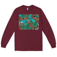 Burgundy gemstone wood and cowhide background Long Sleeve Tee - Artiststas