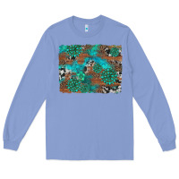 Colony Blue gemstone wood and cowhide background Long Sleeve Tee - Artiststas