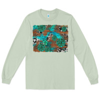Matcha gemstone wood and cowhide background Long Sleeve Tee - Artiststas