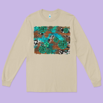 Gemstone Wood And Cowhide Background Long Sleeve Tee Designed By Artiststas