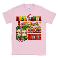 Bubblegum Pink dear santa just bring wine Classic Tee - AdoDesignShop