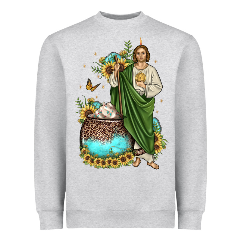 San Judas Coffee Cup Sunflower Heavyweight Sweatshirt by JahusDesignShop | Teevron
