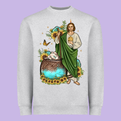 San Judas Coffee Cup Sunflower Heavyweight Sweatshirt Designed By Jahusdesignshop