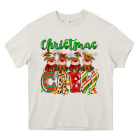 Cream christmas crew  deer Heavy Core Tee - MaliasSmallBusiness