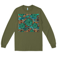Army Green gemstone turquoises aztec leopard cowhide Long Sleeve Tee - Artiststas