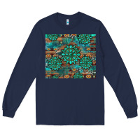 Navy gemstone turquoises aztec leopard cowhide Long Sleeve Tee - Artiststas