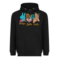 Black peace love nails bbs Heavyweight Hoodie - BundleAndBundleShop