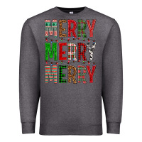 Charcoal Heather Merry Merry Merry Christmas Premium Sweatshirt - BundleAndBundleShop
