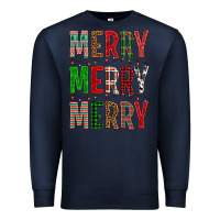 Navy Merry Merry Merry Christmas Premium Sweatshirt - BundleAndBundleShop