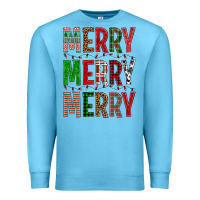 Ocean Blue Merry Merry Merry Christmas Premium Sweatshirt - BundleAndBundleShop