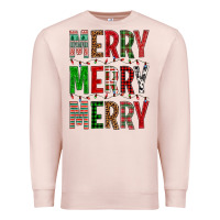 Pale Pink Merry Merry Merry Christmas Premium Sweatshirt - BundleAndBundleShop